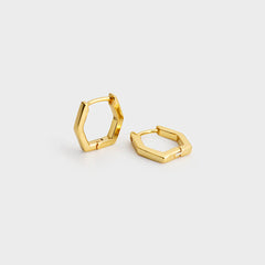 Hexagonal Silver Hoop Earrings
Plated in 18K Gold