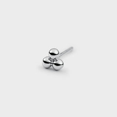 Rhodium-Plated Silver Clover Ball Earrings