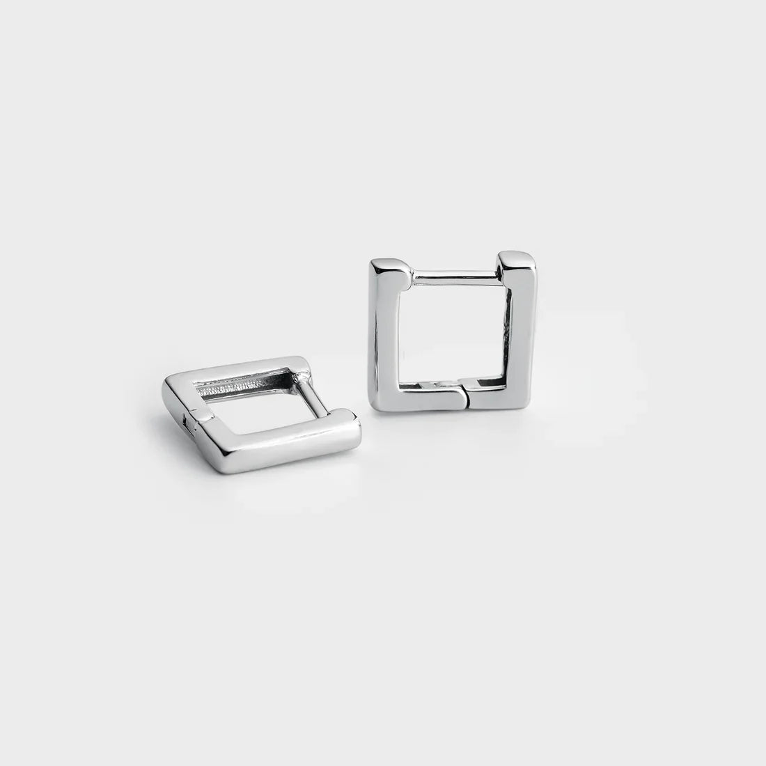 Small Square-Shaped Hoops
in Sterling Silver