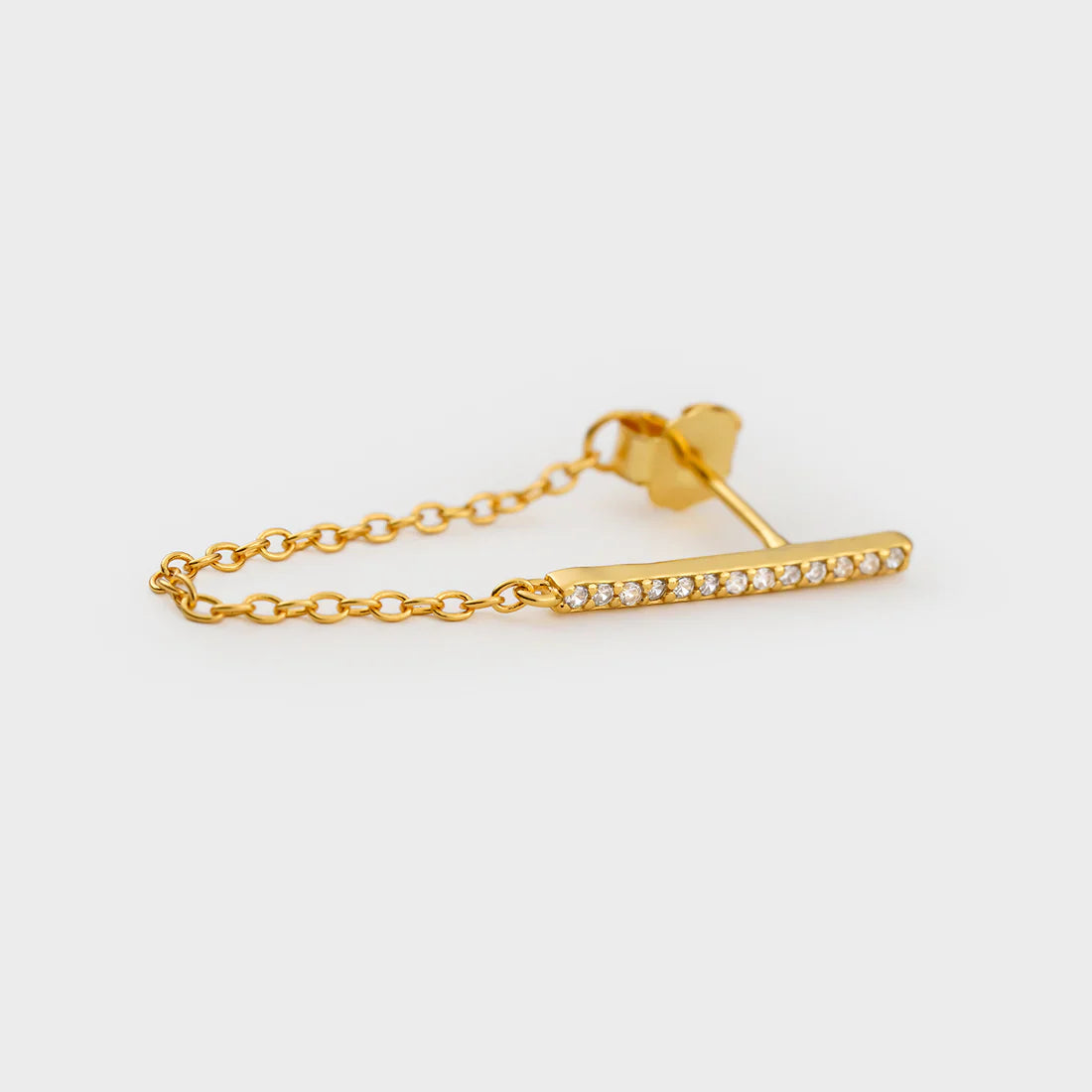 Bar Earring
with Zirconia and Chain